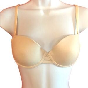 Debenhams Bra, 34B Convertible Strapless, Ivory Cream, European, Underwire, Demi